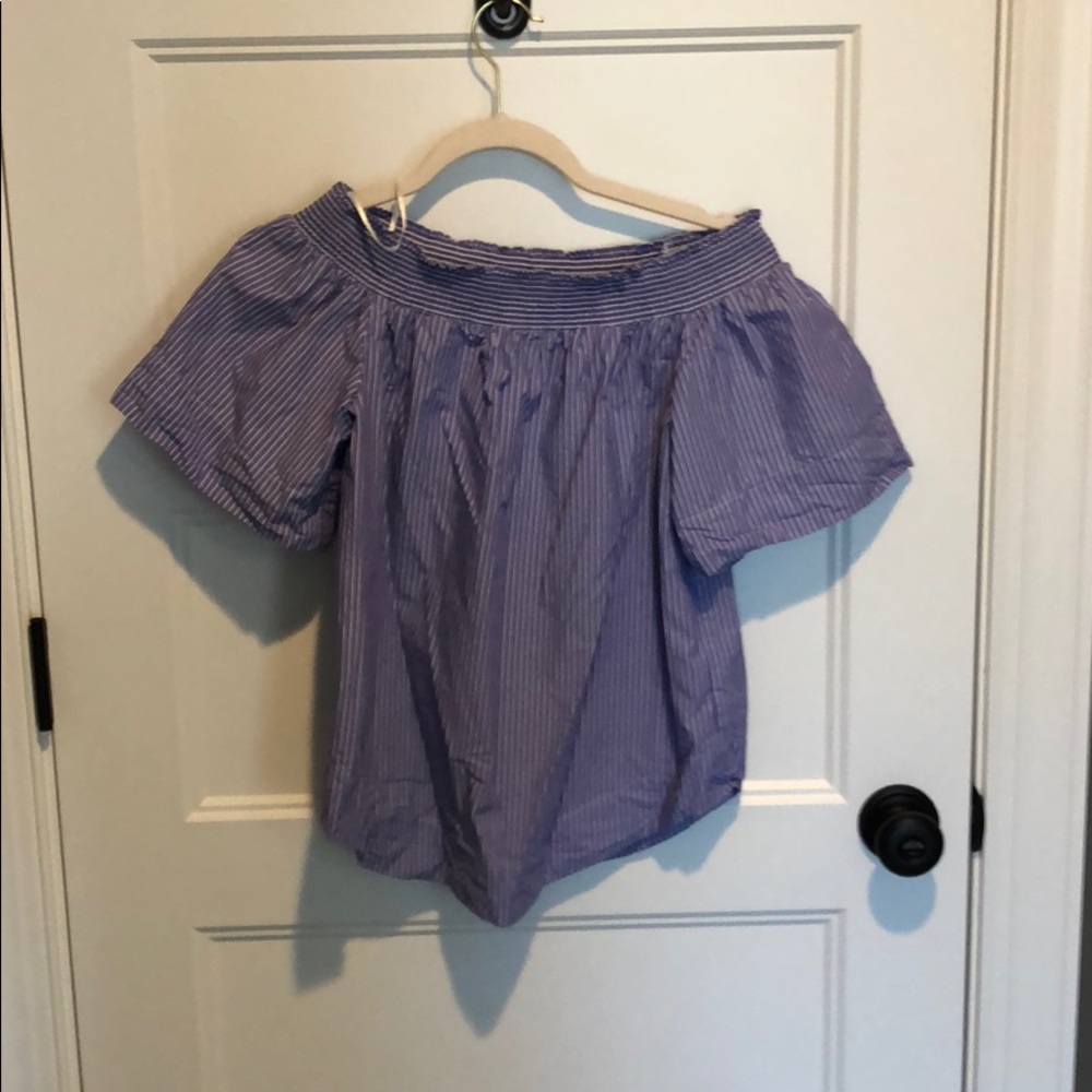 Jcrew blue and white striped top